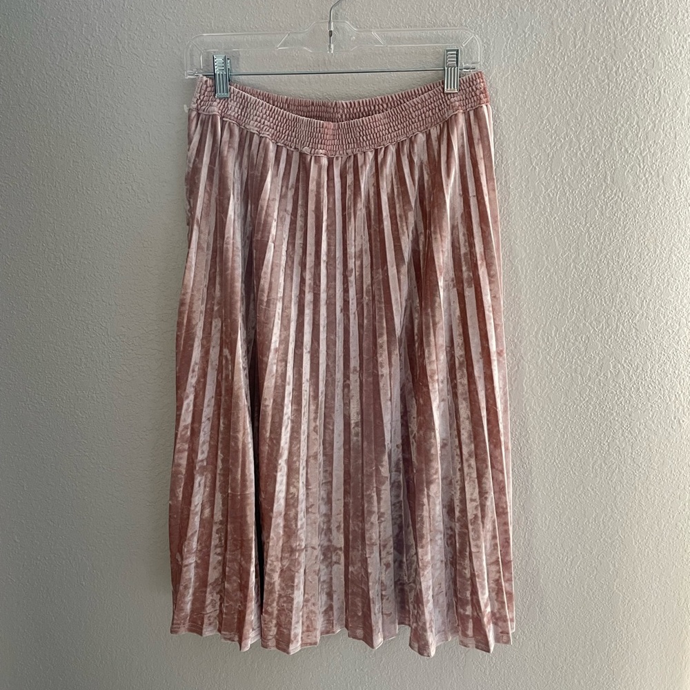 Blush Crushed Velvet Midi Skirt